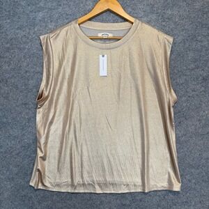 Porridge Shine Muscle Tee Top Womens XL Gold Metalic Anthropologie NEW NWT